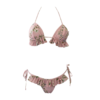 bikini rouches fiori rosa