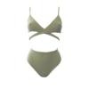 bikini triangolo incrocio e slip a vita alta verde salvia